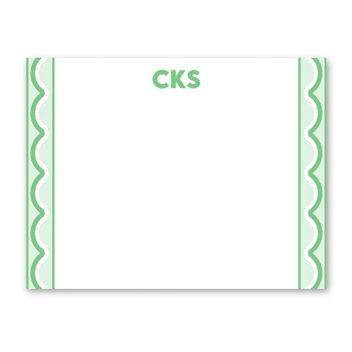 Green Scallop Trim Stationery