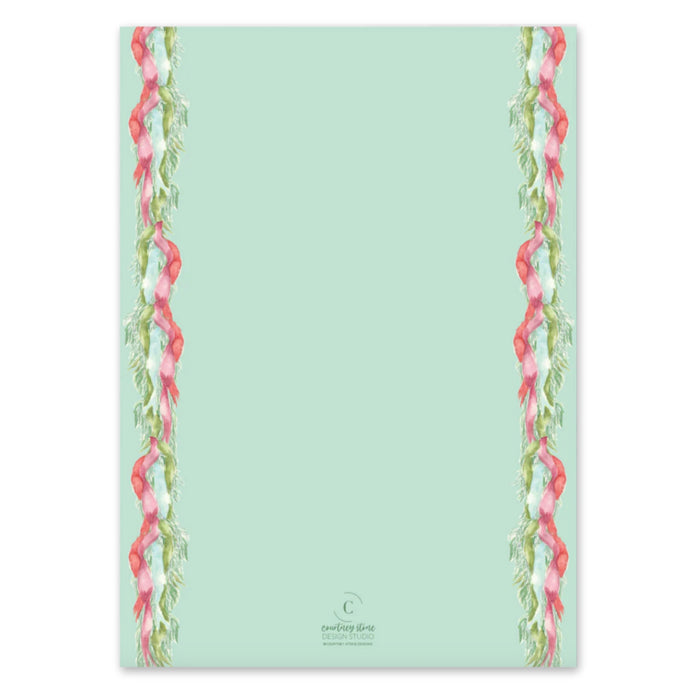 Velvet Garland Border Holiday Card - Vertical