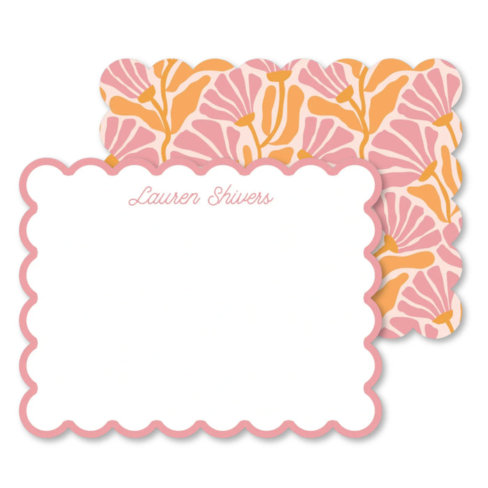 Caroline Abstract Floral Scallop Cut-Out Stationery