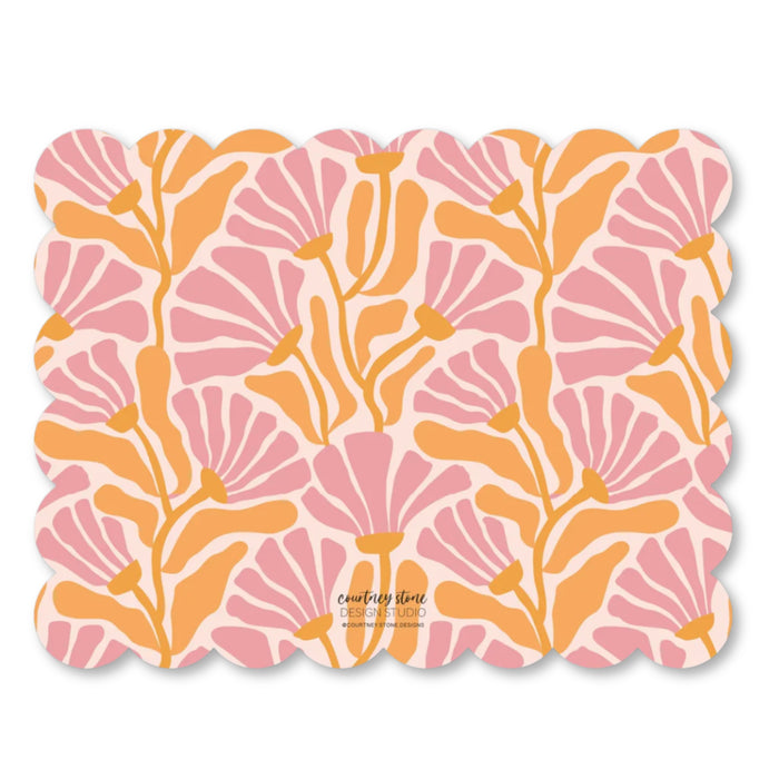 Caroline Abstract Floral Scallop Cut-Out Stationery