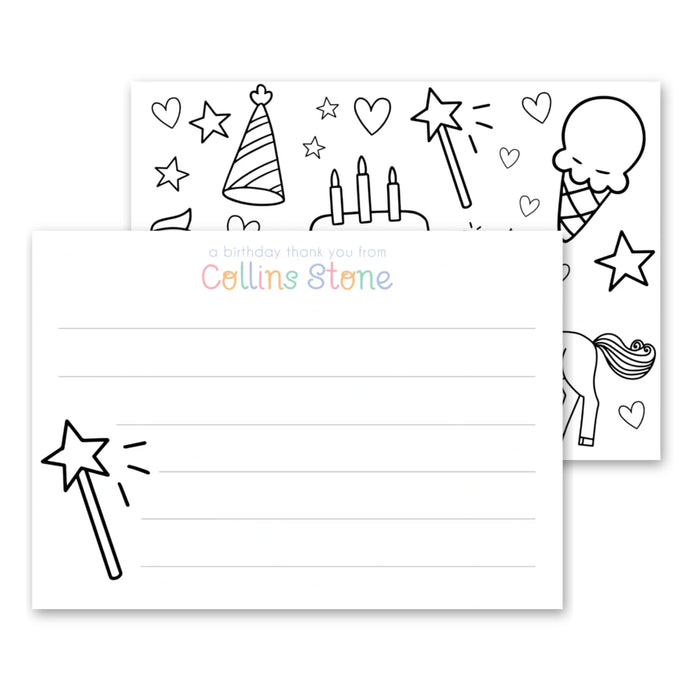 Children's Birthday Coloring Stationery - 5x7 Card