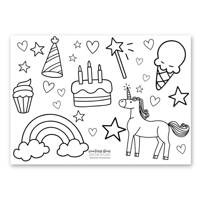 Children's Birthday Coloring Stationery - 5x7 Card