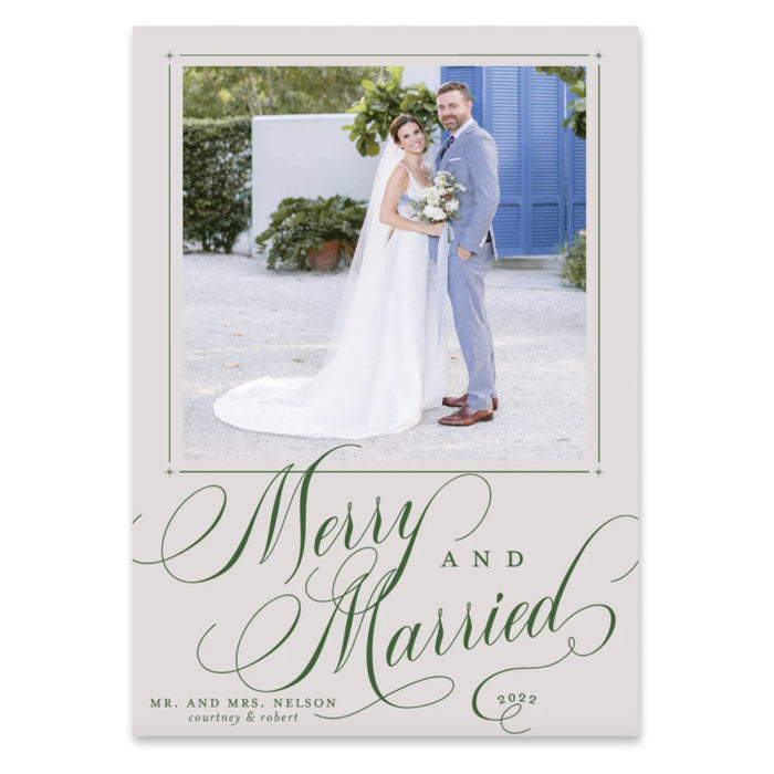 Merry & Married Script Holiday Card
