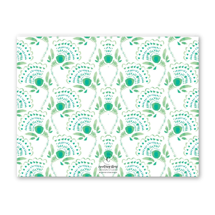 Emerald Watercolor Floral Stationery