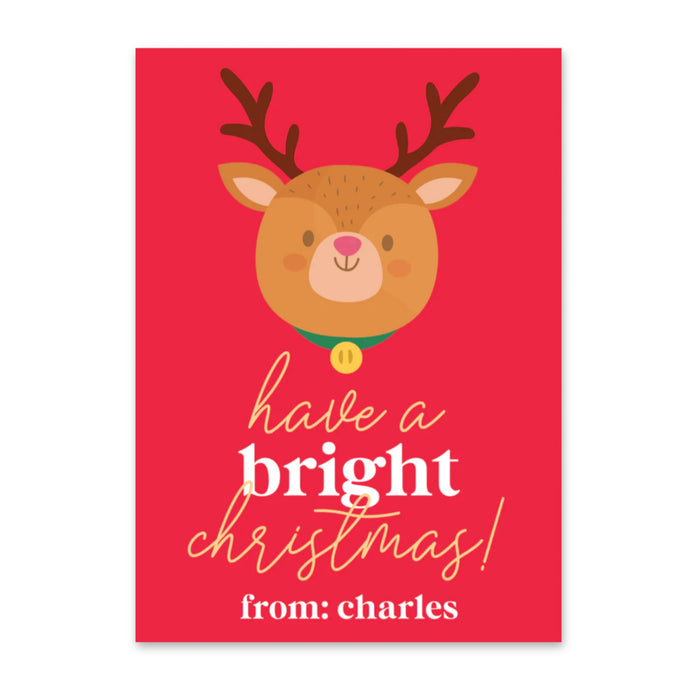 Bright Christmas Reindeer Holiday Tag