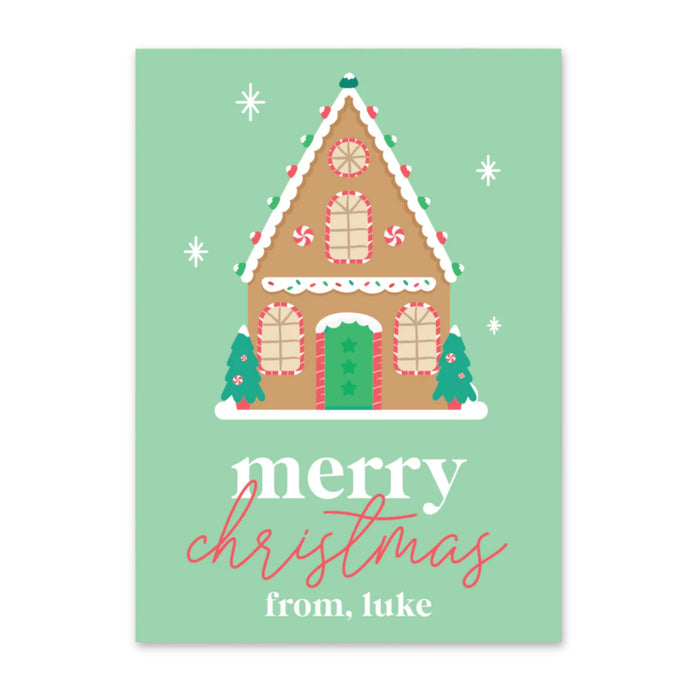 Green Gingerbread House Holiday Tag