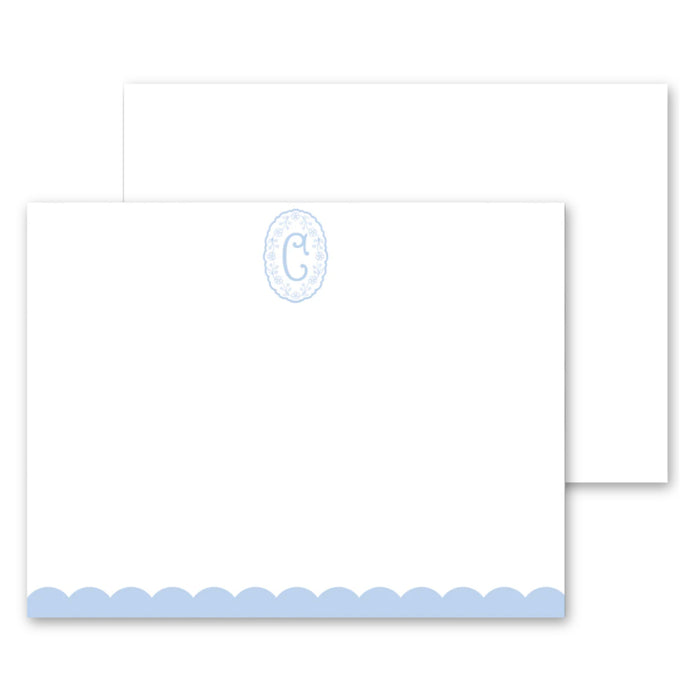 Blue Floral Initial Stationery