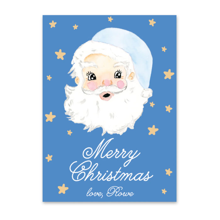 Blue Santa Holiday Tag