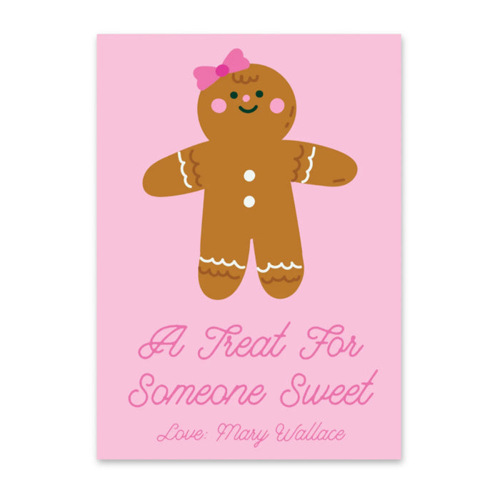 Pink Gingerbread Girl House Holiday Tag