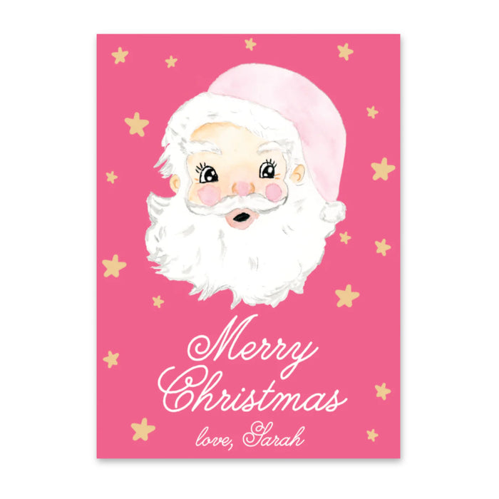 Pink Santa Holiday Tag