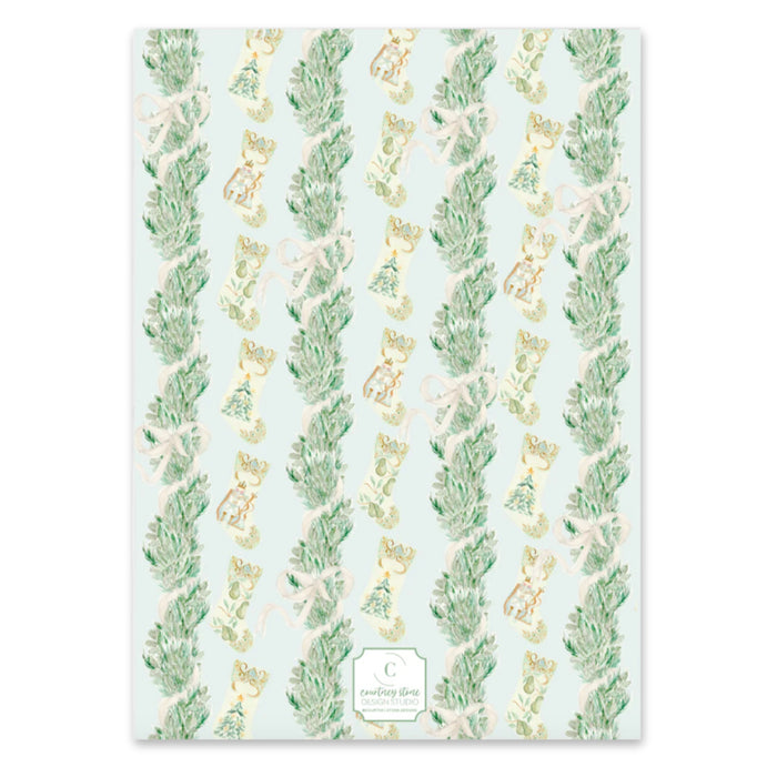 Cream Bow Garland Frame Holiday Card