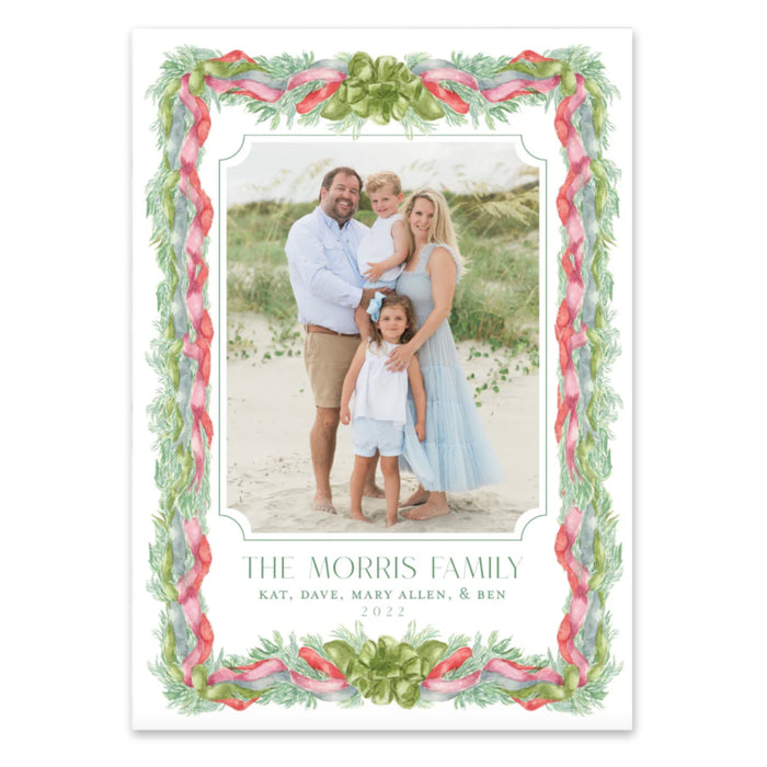 Velvet Bow Border Holiday Card