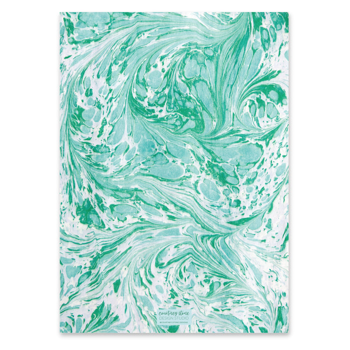 Blue Green Marble Holiday Card