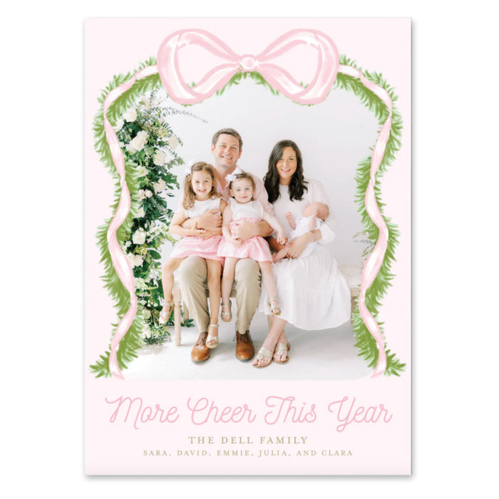 Pink Christmas Bow/Announcement Holiday Card