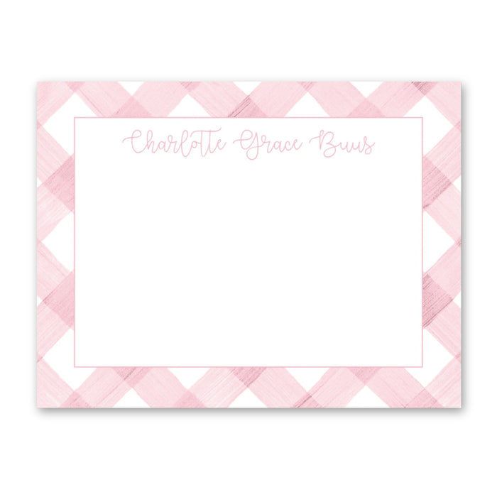 Pink Gingham Stationery