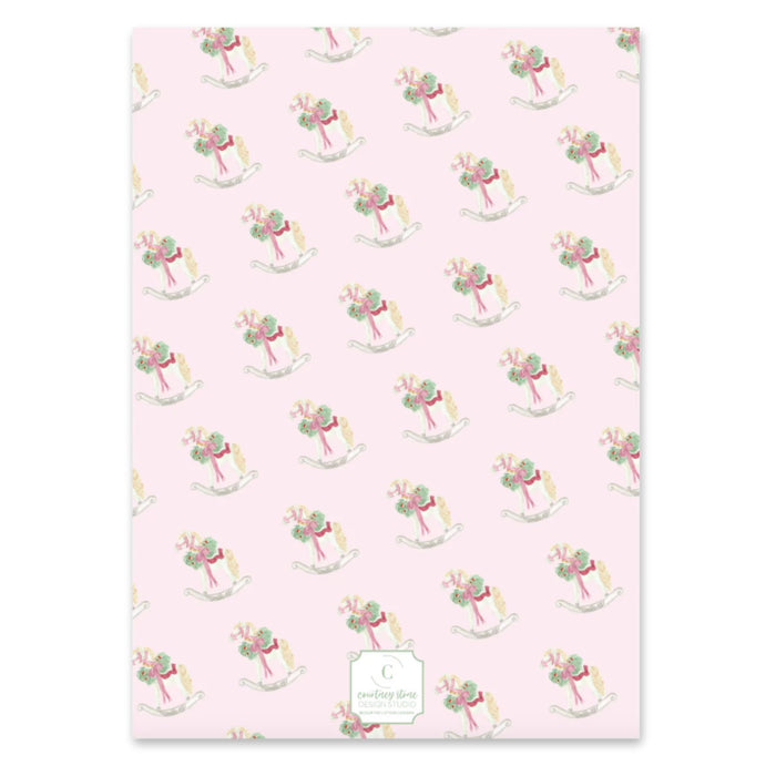 Pink Rocking Horse Announcement Holiday Card