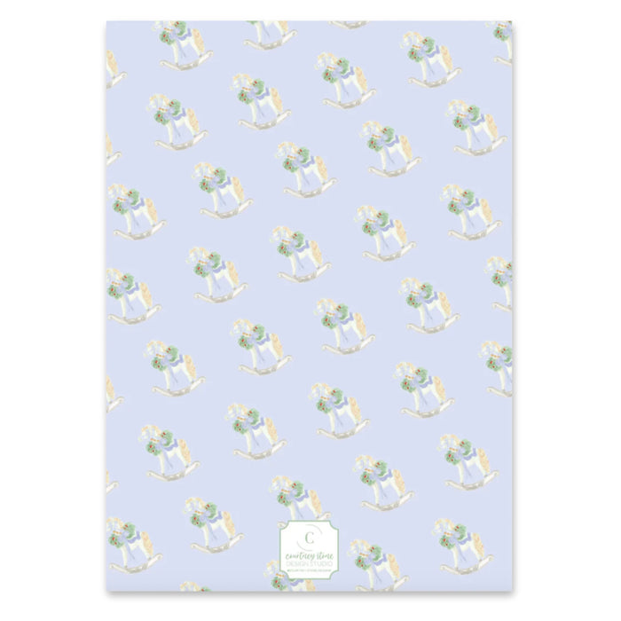 Blue Rocking Horse Announcement Holiday Card