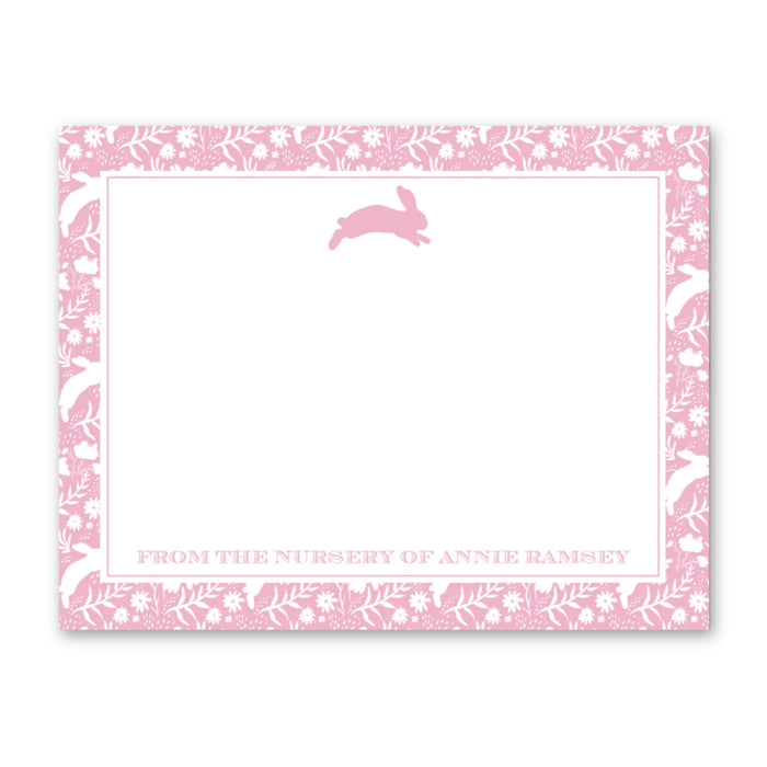 Bunny Toile Stationery - Pink