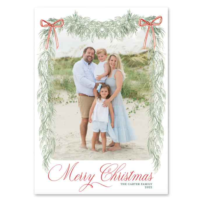 Dainty Bow Garland Holiday Card