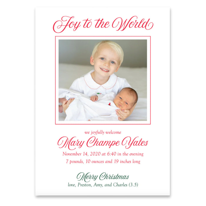 Joy to the World Announcement Holiday Card