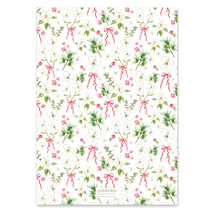 Dogwood Garland Holiday Card - Red