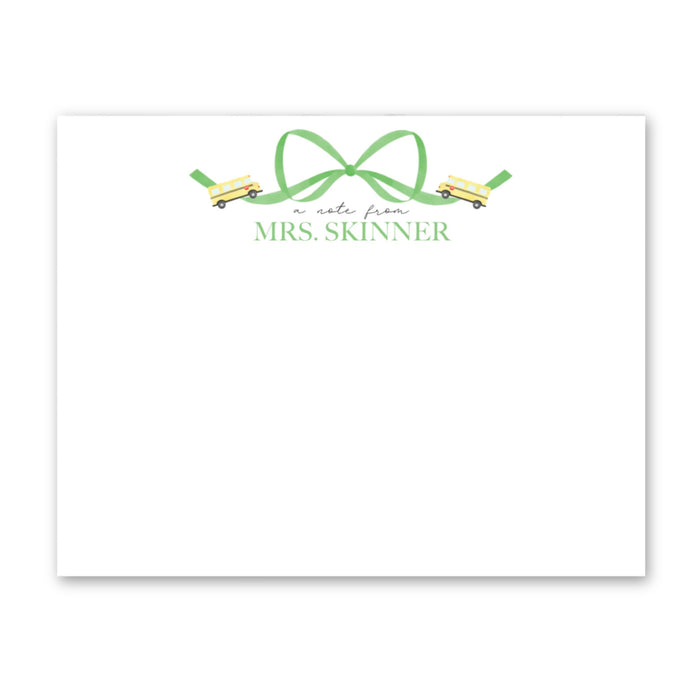 School Bus Bow Stationery
