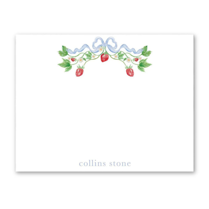 Strawberry Bow Stationery - Blue