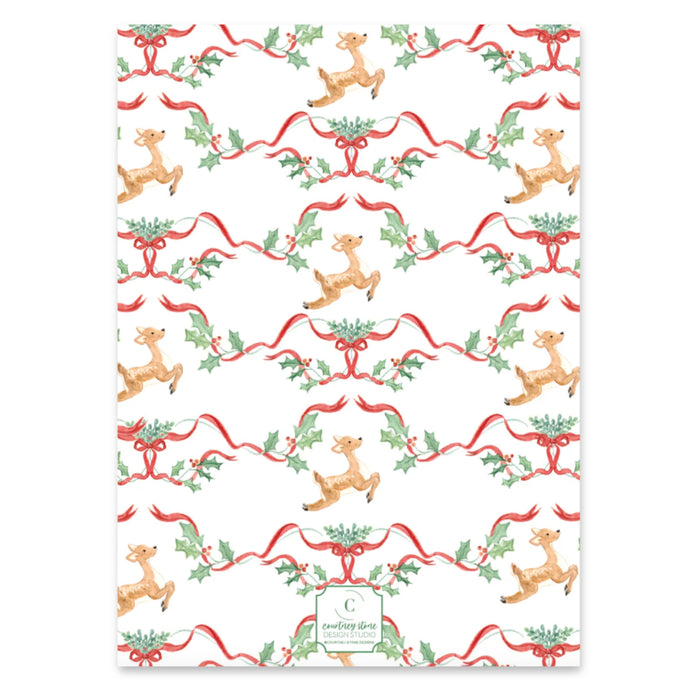 Reindeer Monogram Holiday Card - Vertical