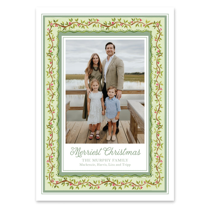 Chinoiserie Frame Holiday Card - Green
