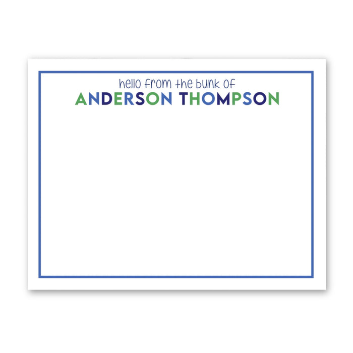 From The Bunk Of Blue Camp Stationery