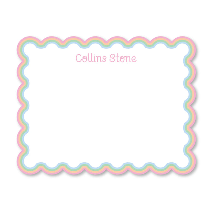 Scallop Cut-Out Stationery - Rainbow Border