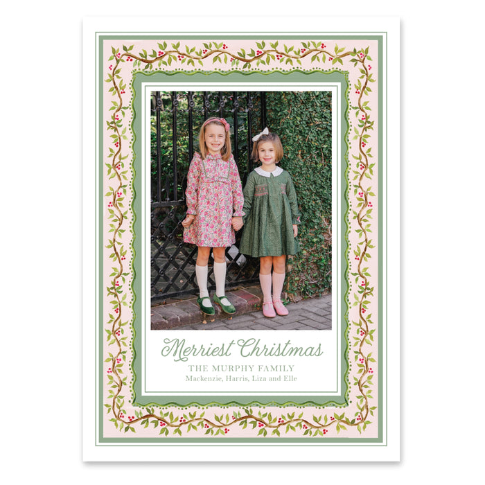 Chinoiserie Frame Holiday Card - Pink