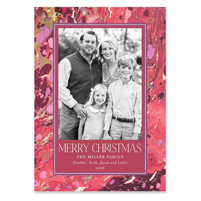 Red Marble Holiday Card