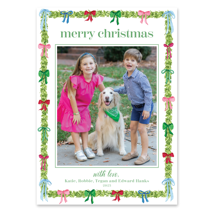 Decked in Bows Garland Holiday Card