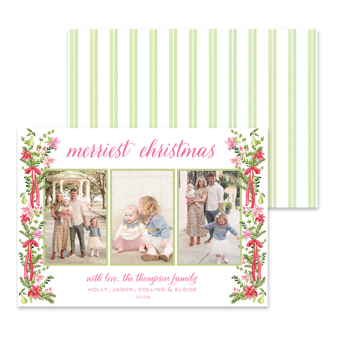 Wintertide Garland Triple Photo Holiday Card