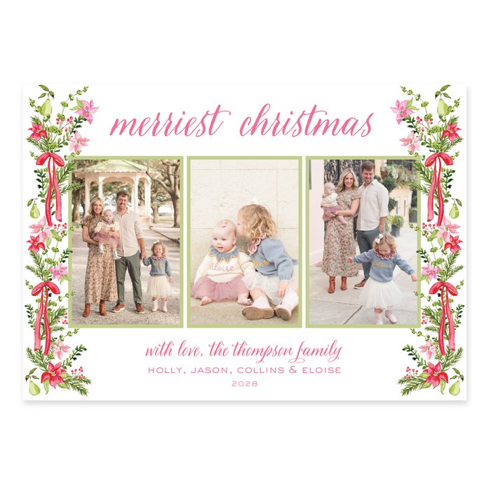 Wintertide Garland Triple Photo Holiday Card