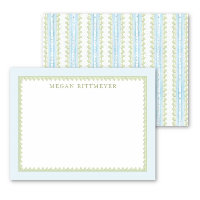 Baroque Straight-Edge Stationery - Blue