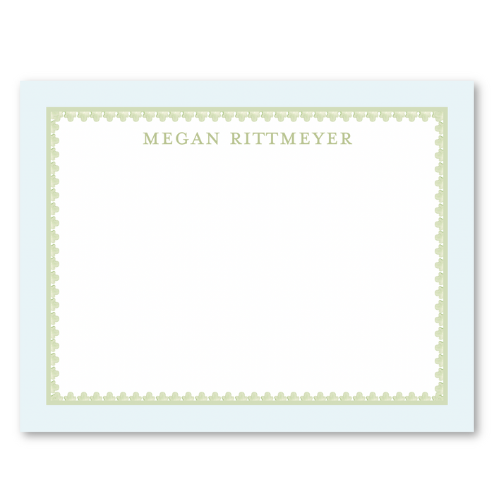 Baroque Straight-Edge Stationery - Blue