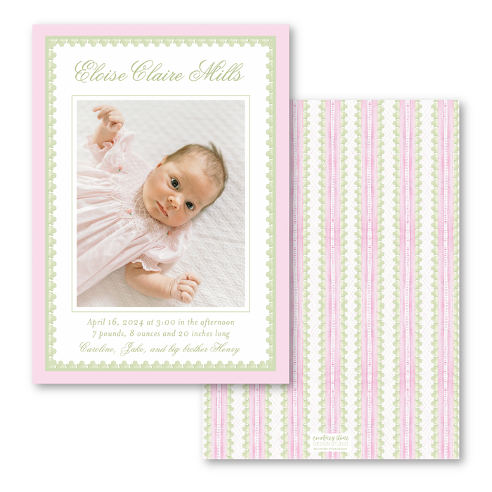 Baroque Birth Announcement - Pink