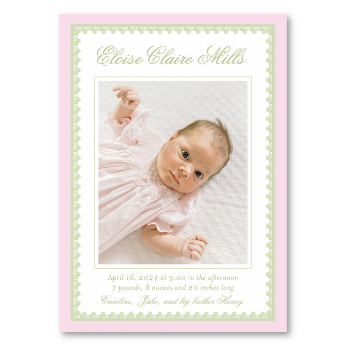 Baroque Birth Announcement - Pink