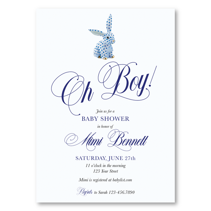Blue Herend Bunny Shower Invitations