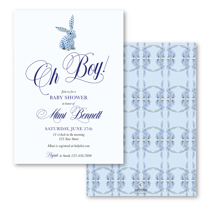 Blue Herend Bunny Shower Invitations