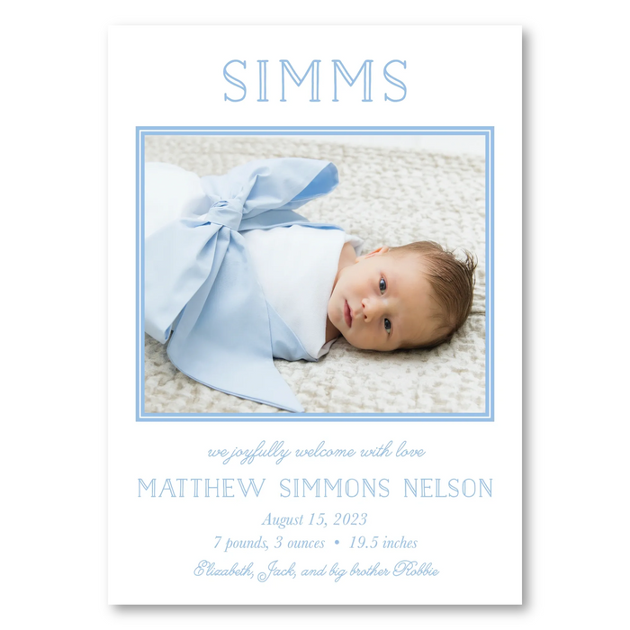 Blue Name Birth Announcement