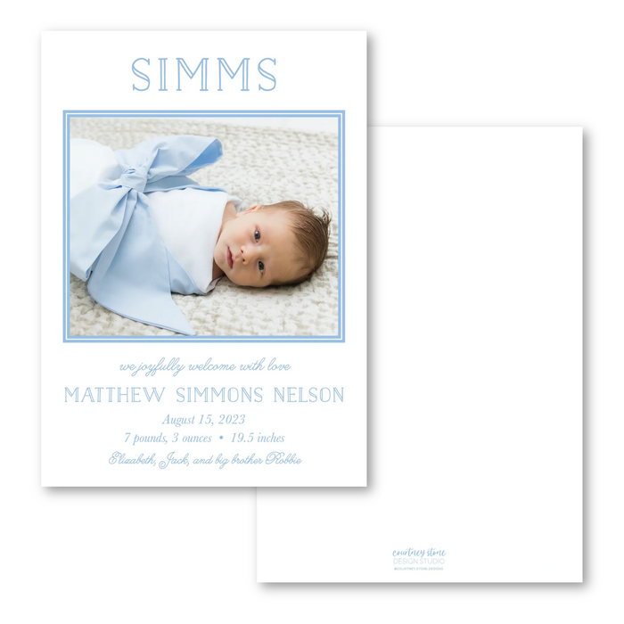 Blue Name Birth Announcement