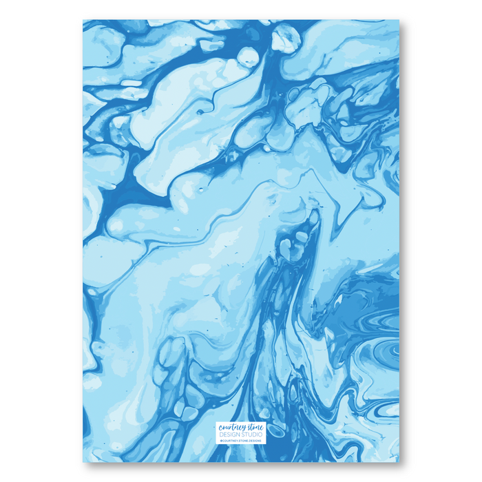 Marbled Paper Holiday Card - Blue