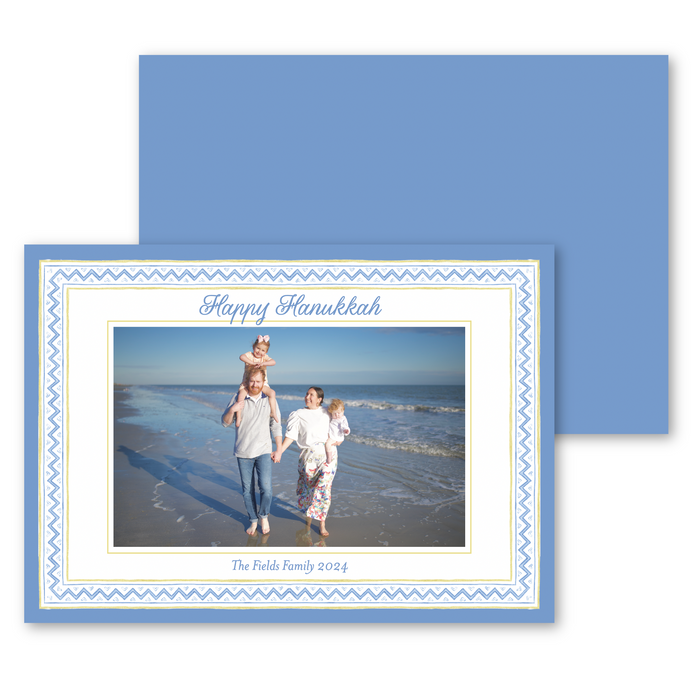 Blue and Yellow Frame Holiday Card | Horizontal