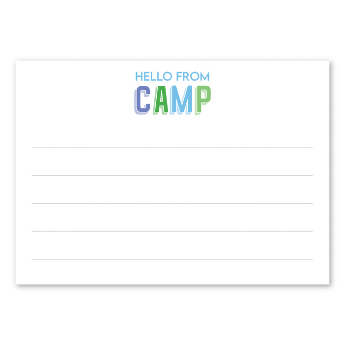 Blue Camp Stationery with Lines - 5x7 Card