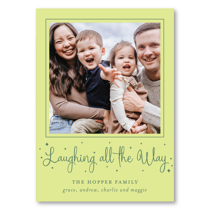 Laughing All the Way Photo Holiday Card - Chartreuse