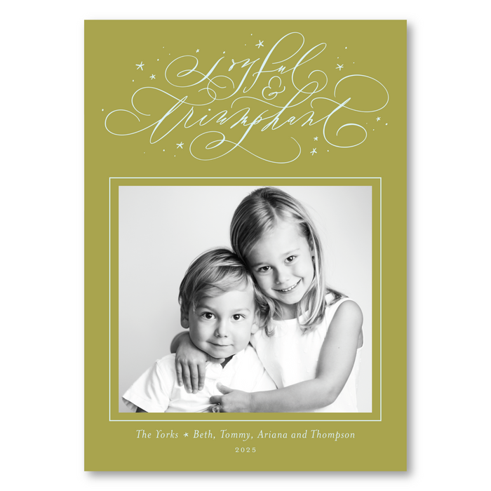 Joyful & Triumphant Holiday Card - Chartreuse Marble