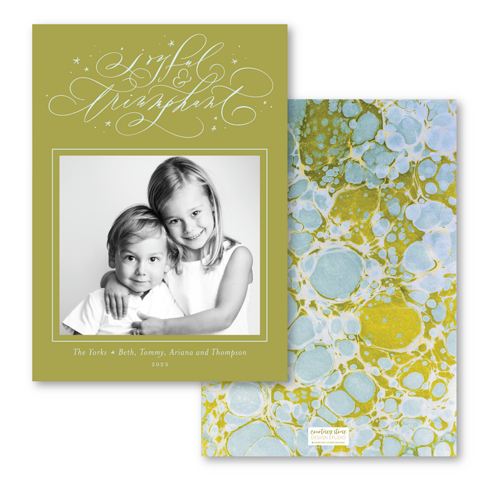 Joyful & Triumphant Holiday Card - Chartreuse Marble